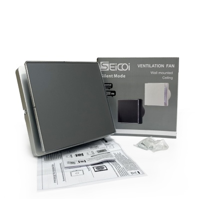 Вентилятор с обратным клапаном Seicoi 100 Silver Grey Glass SNAD04-01
