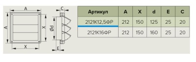 Вентиляционная решетка пластиковая клапанная регулированная ЭРА 2121К12,5ФР