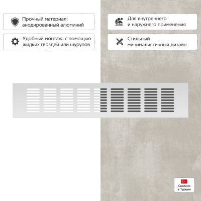 Вентиляционная решетка Благовест 80x400, серебро