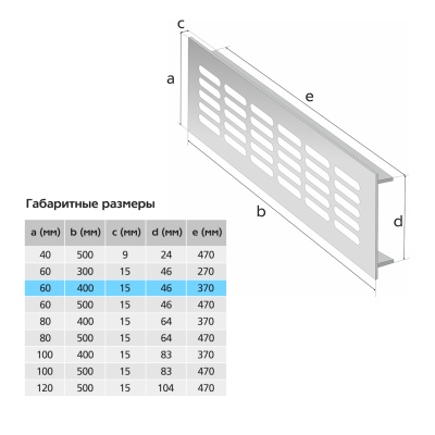 Вентиляционная решетка Благовест бронза (400х60 мм) (2шт.)
